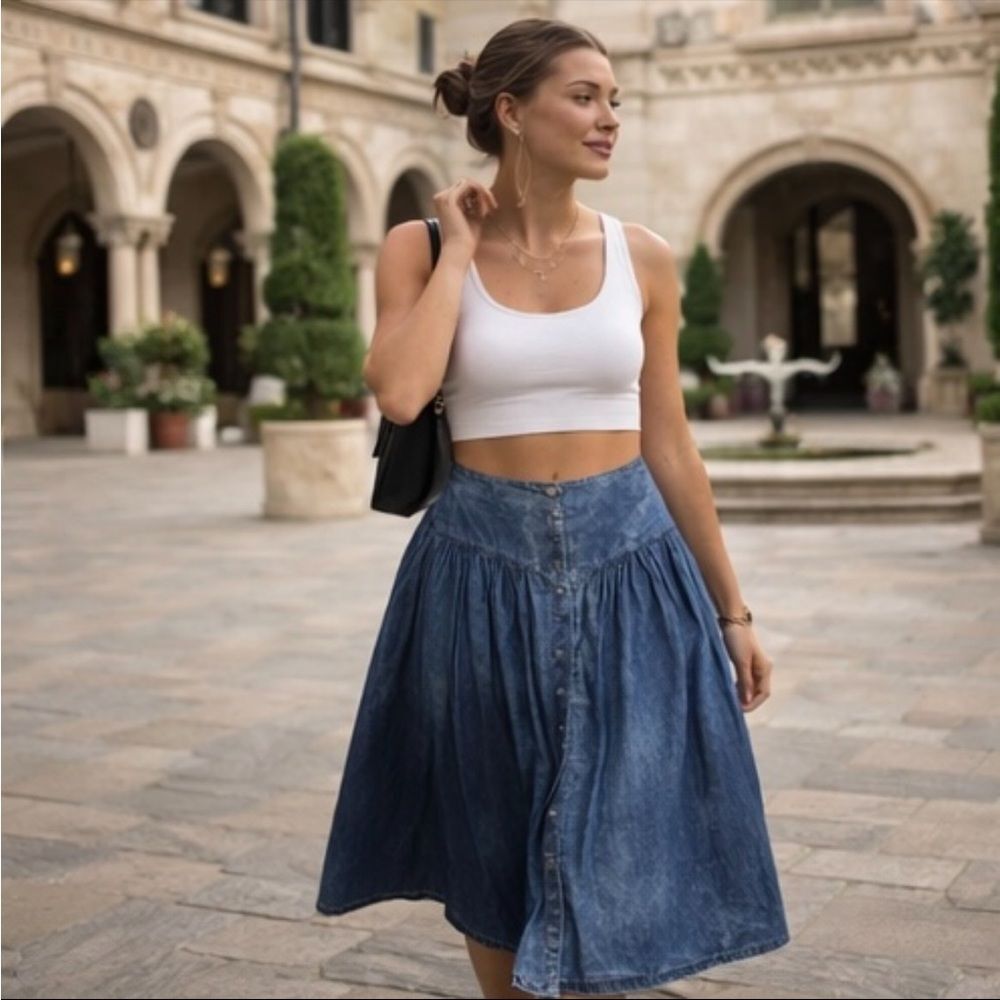 Vintage Chambray Indigo Skirt
